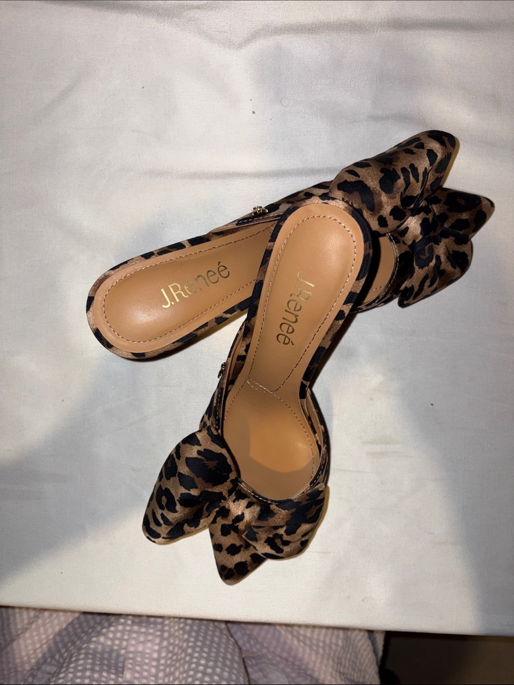 J.Renee Leopard Bow Pointed Toe Mules - Brown/Black - Picture 4 of 12